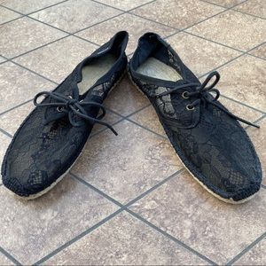 Soludos Black Lace Espadrilles US 8